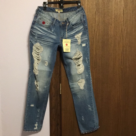 NWT Red Jeans NYC 7/8 Boyfriend distressed - Picture 2 of 8